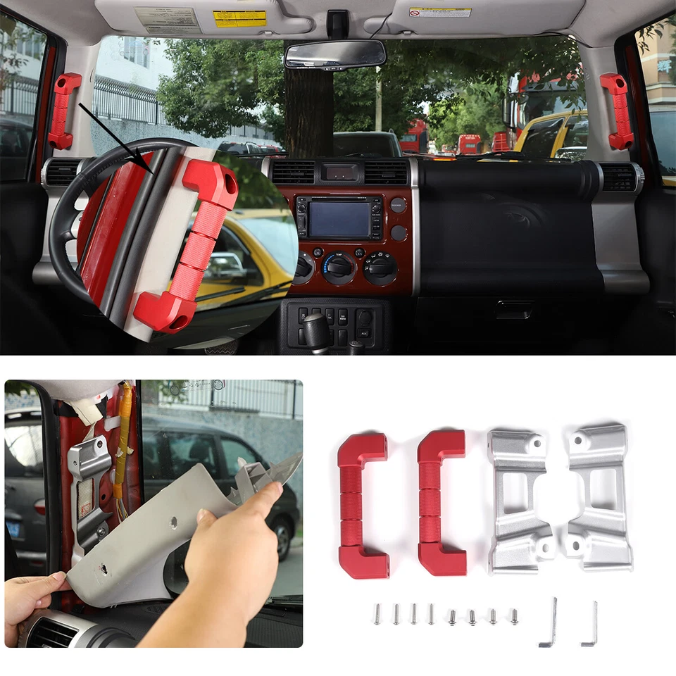 For Toyot-a FJ Cruiser 07-21 A-Pillar Grab Handle Replacement Aluminium Red Foto 1 de 4