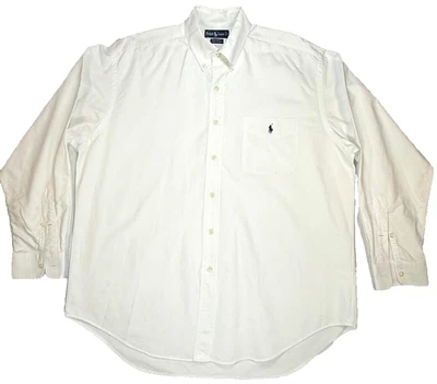 Camisa Grande Ralph Lauren Para Hombre Talla L Blanca Abotonada Oxford Poni Bolsillo L/S - LEER Foto 1 de 4