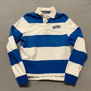 Y2K Abercrombie Fitch Shirt Mens XL Blue Striped Polo Long Sleeve Preppy - Picture 1 of 10