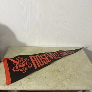 BANNER GAGLIARDETTO VINTAGE ROSEVILLE LICEO 23" CALIFORNIA - Foto 1 di 5