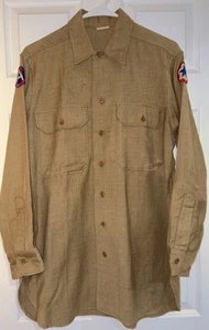 Camicia vintage anni 40 US Military WW2 lana bottoni oliva adulto esercito taglia 15-32 - Foto 1 di 8