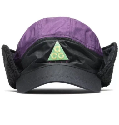 NIKE ACG TAILWIND SHERPA CAP HAT FLEECE EARFLAPS BLACK NIGHT PURPLE AR0497 011 - Image 1 of 4