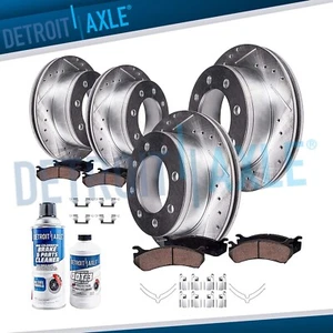 4WD Front & Rear Drilled Rotors + Brake Pads for 1999-2004 Ford F-250 Super Duty - Picture 1 of 9