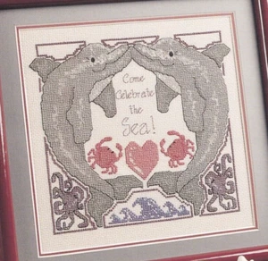 Cross Stitch Pattern CELEBRATE THE SEA Dolphins Crabs Needlecraft Shop Leaflet - Picture 1 of 2