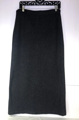 Maxi Falda Larga Joan Vass EE. UU. Talla 12 Cintura Elástica Negra Gris Cuadros Foto 1 de 4