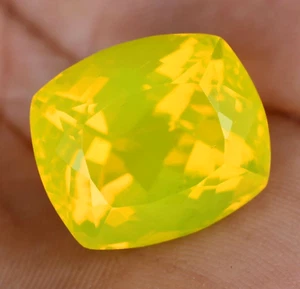 Natural Neon Yellow Opal 32.05Ct Cushion Certified Untreated Rare Loose Gemstone - Picture 1 of 10