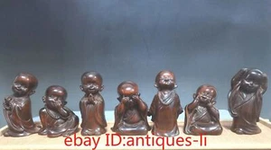 Chinese Boxwood Hand-carved Small Monk Statue Collection 7pcs - Picture 1 of 9