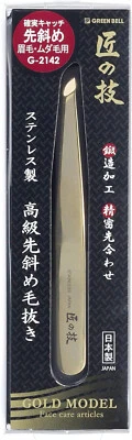 GREEN BELL Takumi no Waza Stainless Slanted-edge Tweezers High-end Gold G-2142 From Japan