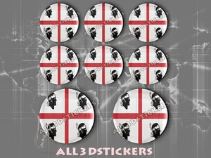 8 x Adesivi Resinati 3D TONDO Bandiera Sardegna - Tutte le Bandiere - Picture 1 of 1