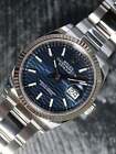 Rolex 39173: Datejust 36, Watch Ref. 126234, Blue Motif Dial, Box and 2021 Card
