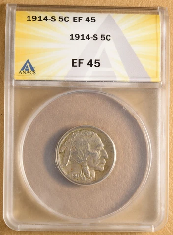 1914 S Buffalo Nickel ANACS EF45 Cover
