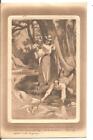 RARE GENUINE VINTAGE POSTCARD,UNKNOWN ARTIST"JACK,FISHING WITH A WOMAN"1911