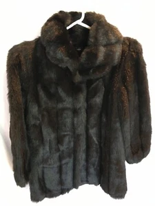 WOMENS BLACK DONNYBROOK FAUX FAKE FUR MINK COAT JACKET EVENING WEAR M 40" - Picture 1 of 4