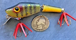 FRED ARBOGAST RIB-LIP FISHING LURE JOINTED Crankbait PERCH VINTAGE USA WEEDLESS - Picture 1 of 6