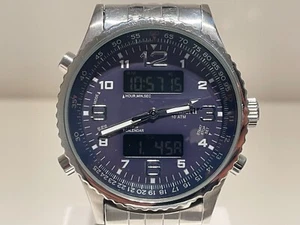 RETRO SPORT MEN'S ANA-DIGI WORLD TIME ALARM CHRONOGRAPH QUARTZ WATCH"C.COMBERTI" - Picture 1 of 11