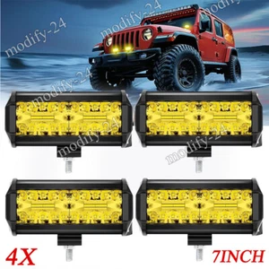 4X 7" inchLED Work Light Yellow Pods Fog Lamp Fit Jeep JK TJ Truck SUV ATV UTV - Bild 1 von 18