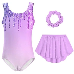 Girls Gymnastics Leotard 5T 6T Sparkly Athletic Gymnastic Outfits Ballet Danc... - Picture 1 of 5