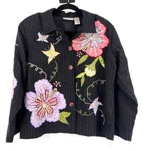 Chaqueta Bordada con Botones y Diamantes Florales de Colección Cortinas y Diamantes Mujer Grande - Imagen 1 de 9