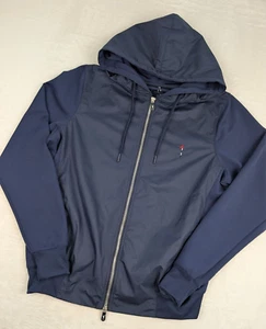 F&G Tech Full Zip Performance Jacket Mens Small Navy Blue Hooded w/Logo - Picture 1 of 9