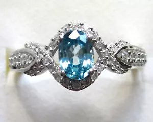 Blauer Zirkon & weißer Zirkon Ring / Größe 10 / 925 Sterlingsilber / 1,7 Karat - Bild 1 von 6