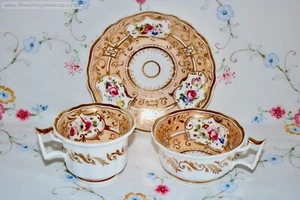 Antique 1815 Royal Fluted Old English Porcelain Yates Coalport True Trio Tea Cup - Picture 1 of 5