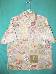 Excelente! CAMISA HAWAIANA REYN SPOONER VINTAGE AÑOS 90, ESTAMPADO REVERSO, TIKI GEO, ETIQUETA L, Talla XL - Imagen 1 de 14