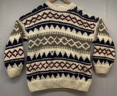 World Class, Inc 100% Wool Handmade Sweater Mens LARGE -Made Ecuador-Fair Isle - Image 1 of 4