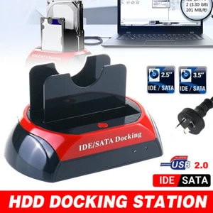 Dual SATA IDE HDD Docking Station 2.5" 3.5" Hard Disk Drive Dock Reader OTB Card - Picture 1 of 17
