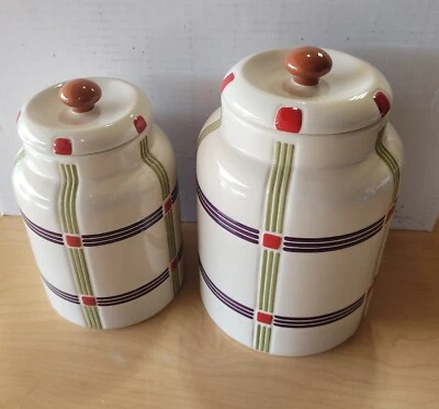 Par de botes de cerámica Longaberger a juego con tapas de sellado Foto 1 de 4