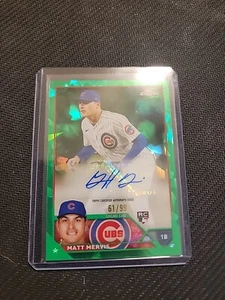 2023 Matt Mervis Topps Chrome Update Green Sapphire Auto 61/99 Cubs Rookie RC SP - Picture 1 of 2