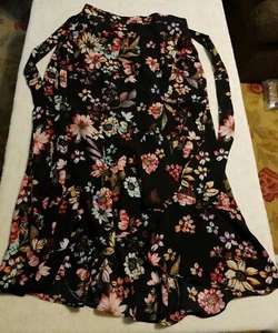 Eci New York Womens Skirt Size 4 Black Floral Side Zipper Lined Tie Waist - Picture 1 of 10