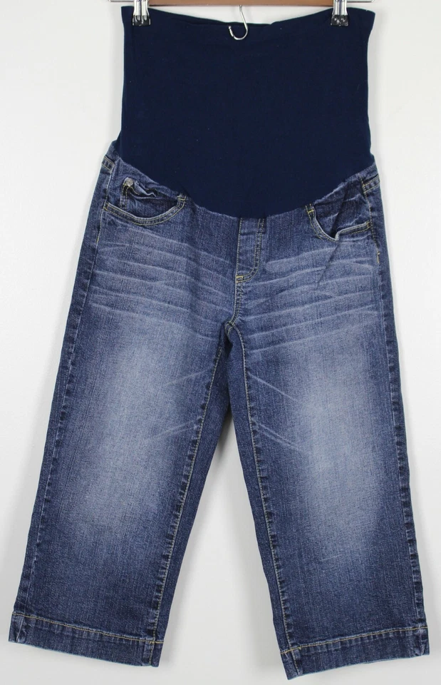 AMERICAN STAR Small Maternity Jeans Capri Length Blue Medium Wash Denim - Image 1 of 3