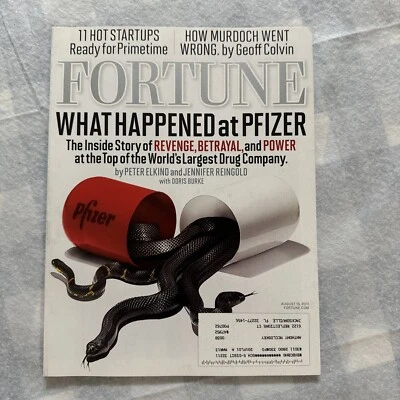 Fortune Magazine August 2011 Vol 164 No 3 Pfizer Revenge Betrayal Hot Startups - Image 1 of 2