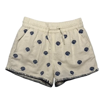 Crewcuts Size 3 Linen Blend Shell Embroidered Shorts Elastic Waist Drawstring - Image 1 of 4