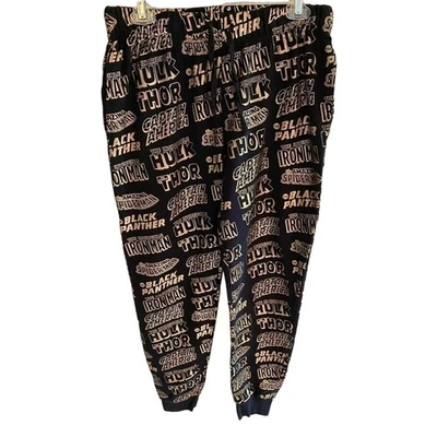 Marvel Black & Gold Tapered Ankle Elastic Waist Drawstring Sweatpants Size M - Image 1 of 4