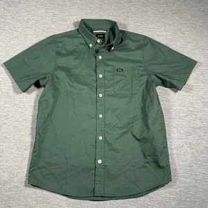RVCA Shirt Boys XL Green Short Sleeve Button Down Collar Casual Chest Pocket - Picture 1 of 12