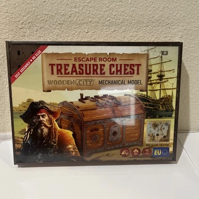 Treasure Chest Escape Room in a Box - Hard Puzzle Box for Adults Wooden Kit -New - Image 1 of 4
