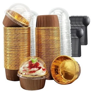 Foil Cupcake Liners With Dome Lids 100 Pack,5.5 Oz Muffin Cups Muffin Tins,Di... - Picture 1 of 7