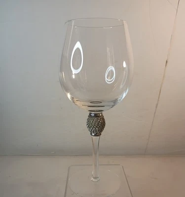 水钻 "DIAMOND" 铆钉银色 10" 水晶酒杯 — 第 1/4 张图片