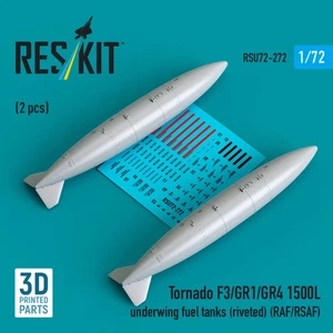 Reskit RSU72-0272 1:72 Tornado F3/GR1/GR4 1500L tanques de combustible debajo del ala remachados - Imagen 1 de 3