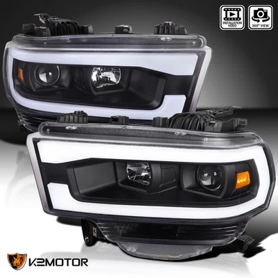 Black Fits 2019-2024 Dodge Ram 2500 3500 LED Bar Projector Headlights Left+Right Foto 1 de 4