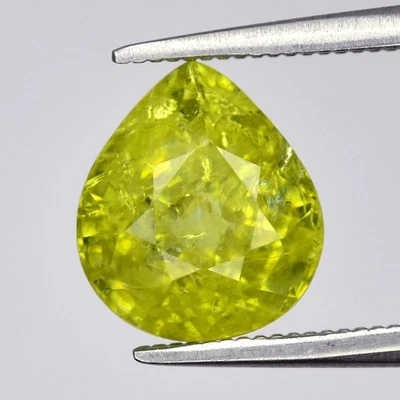 💎 2.66ct 8.3x7.3mm Pear Natural Yellowish Green Grossular Garnet - Mali Gem - Image 1 of 4