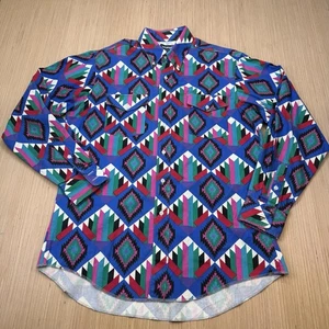 Vintage Wrangler Brushpopper Shirt Colorful Aztec Southwest Native 16,5-35 USA - Bild 1 von 7
