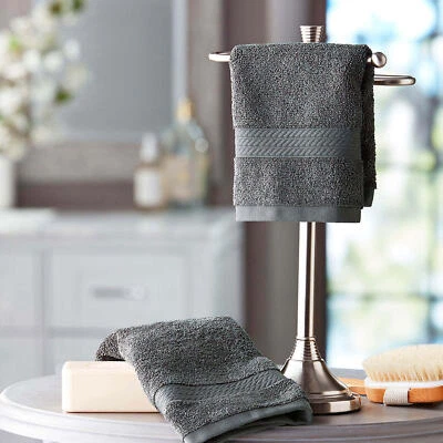 4-Pk Member's Mark Hotel Premier Collection 100% Cotton Luxury Washcloth Gray - Image 1 of 4