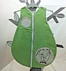 Pic Pic et Léon gefütterter Schlafsack ärmellos grün Gänsemuster 0- 6 Monate - Bild 1 von 3