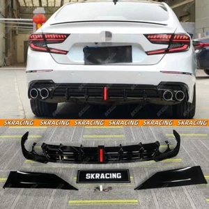 Labio difusor parachoques trasero negro brillante para Honda Accord sedán 2018-2022 con luz - Imagen 1 de 22