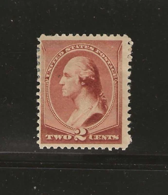 US Scott #210 mint hinged 2c red brown Washington 1883 bank note og f/vf - Image 1 of 2