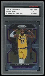 LEBRON JAMES 2021-22 PANINI PRIZM 1ST GRADED 10 LOS ANGELES LAKERS Flexing CARD - Bild 1 von 1