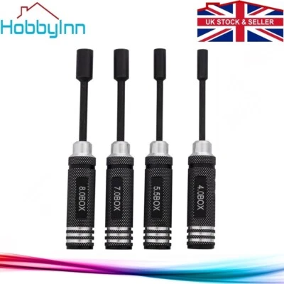 HOBBYINN RC Tool Set Hex Nut Driver Kit Socket 4.0, 5.5, 7.0, 8.0 Screwdriver Repair 4ps