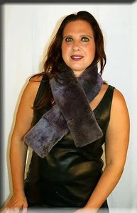New Purple Frost Sheared Rex Rabbit Fur Scarf Efurs4less - Picture 1 of 3